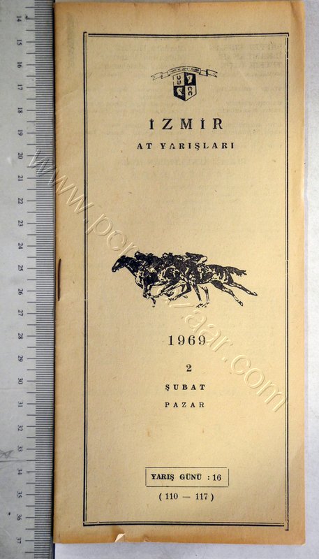 İzmir At Yarışları fasikülü, 1969 tarihli, 20 sayfa.