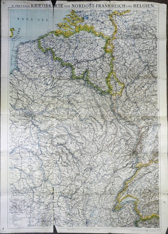 G. Freytags Kriegskarte Von Nordost-Frankreich Und Belgien, 1: 750.00