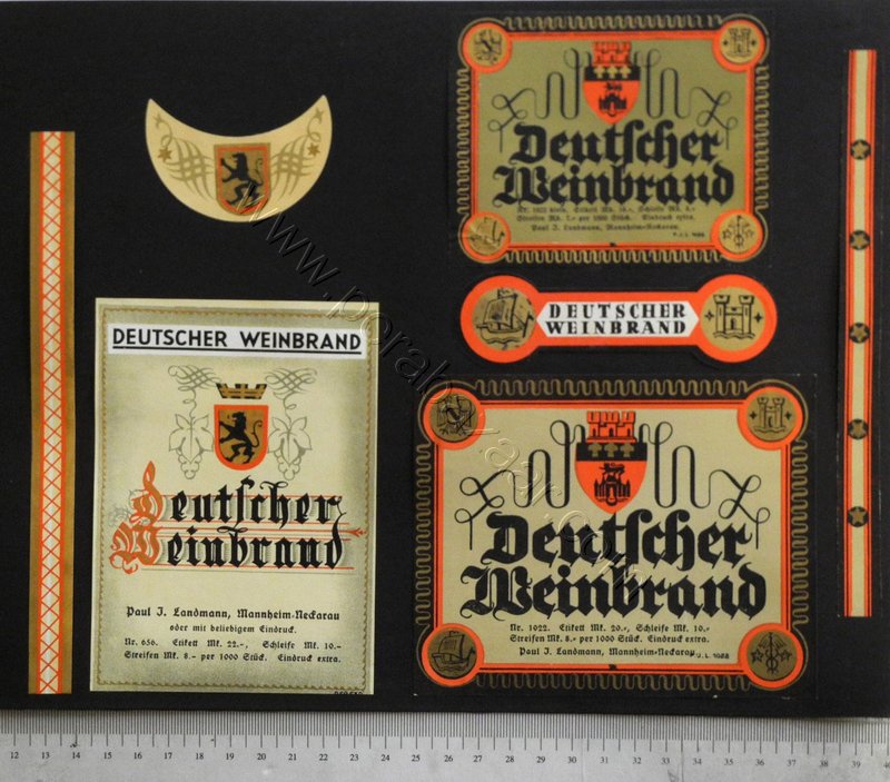 Almanya Taş Baskı, İçki Etiketi, Arkalı Önlü Yapıştırılmış, 8 Adet