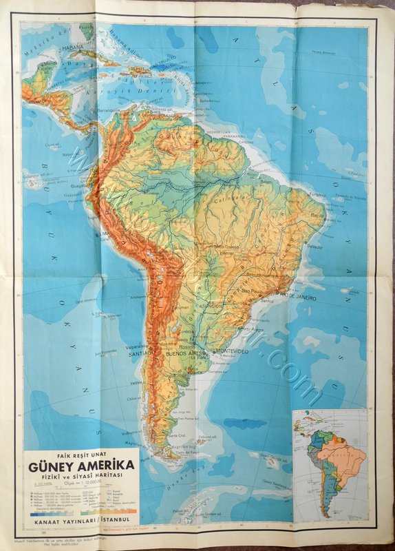 Güney Amerika Fiziki ve Siyasi Haritası, 1: 1. 000.000, Faik Reşit Unat