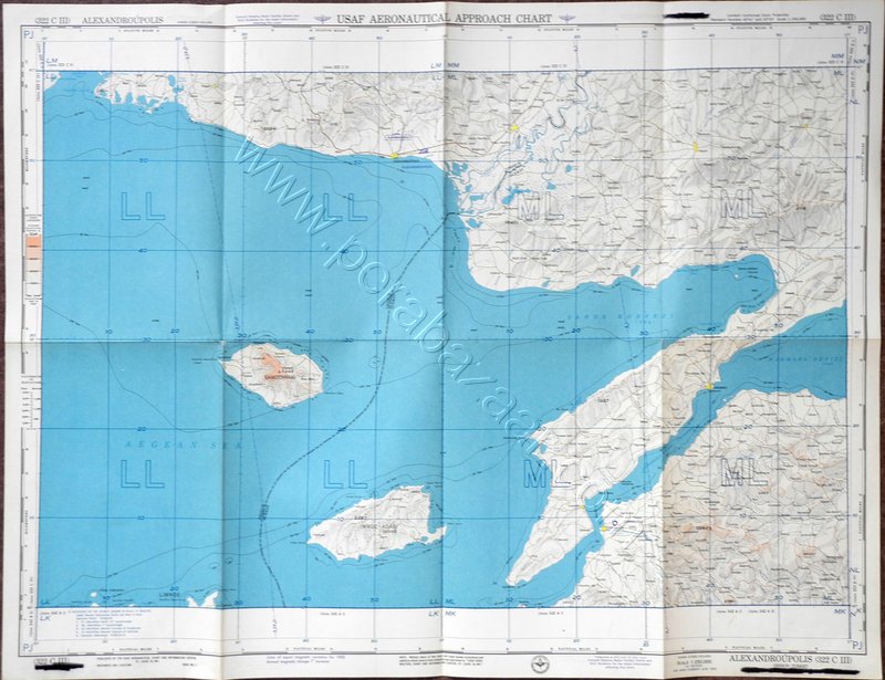 Alexandroupolis - Greece - Turkey, Usaf Aeronatical Approach Chart, 1: 250.000