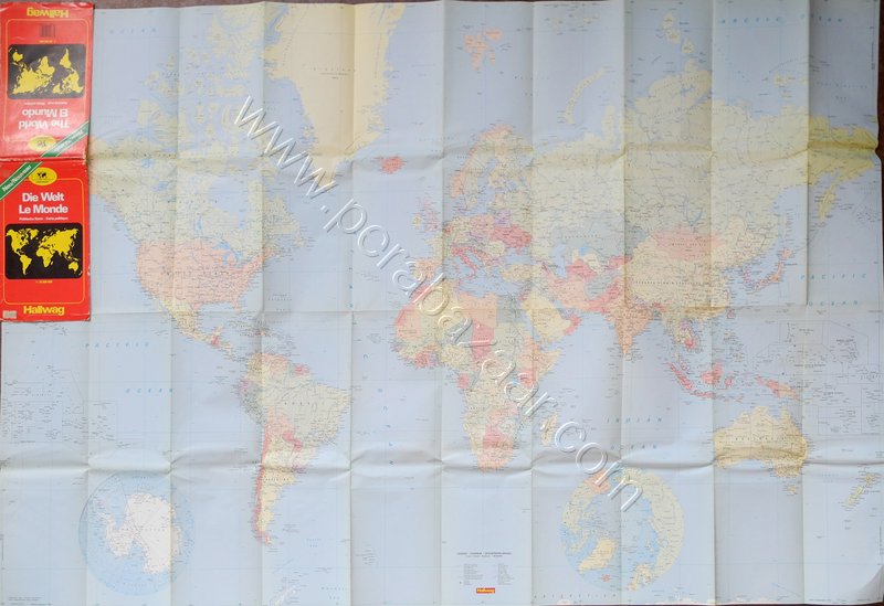Die Welt Le Monde Politische Karte (Katlanır Dünya Haritası), 1: 30.000.000