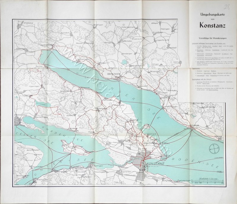 Konstanz Bölgesi Haritası- Almanya, 1: 10.000, Çift taraflı