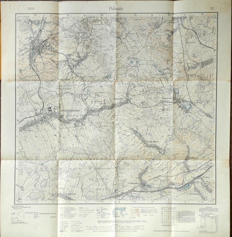 Saksonya Eyaleti Topografya Haritası: Pulsnitz - Mebtischblatt ded Freistaates Sachsen Amtliche Topographische Karte, 1: 25.000