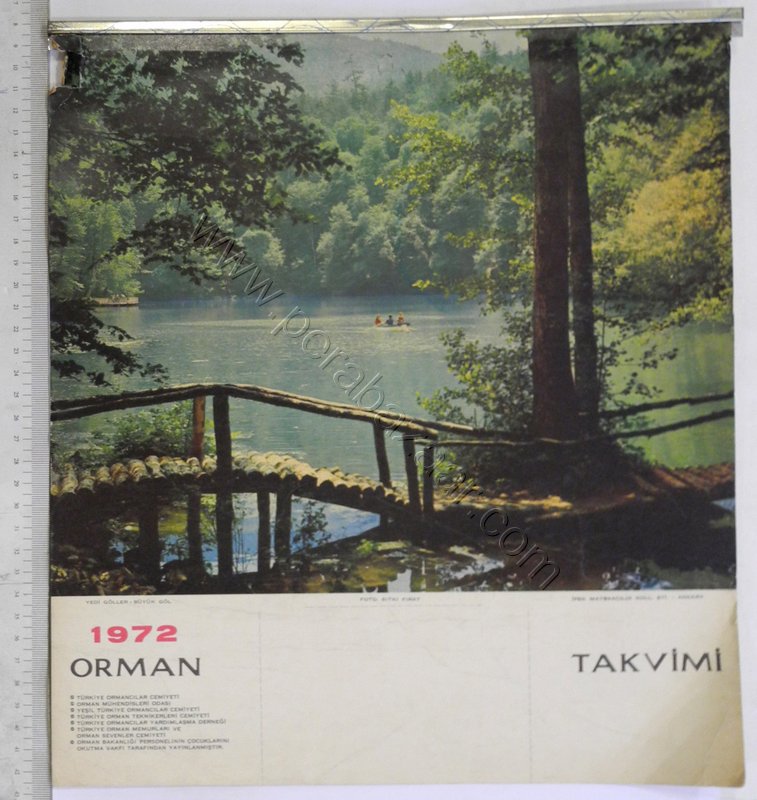 1972 Orman Duvar Takvimi Arkası