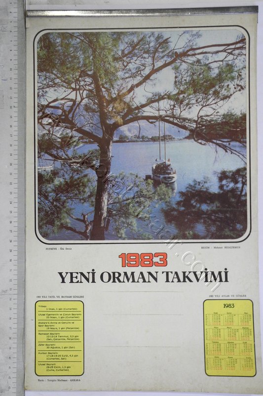 1983 Yeni Orman Duvar Takvimi Arkası