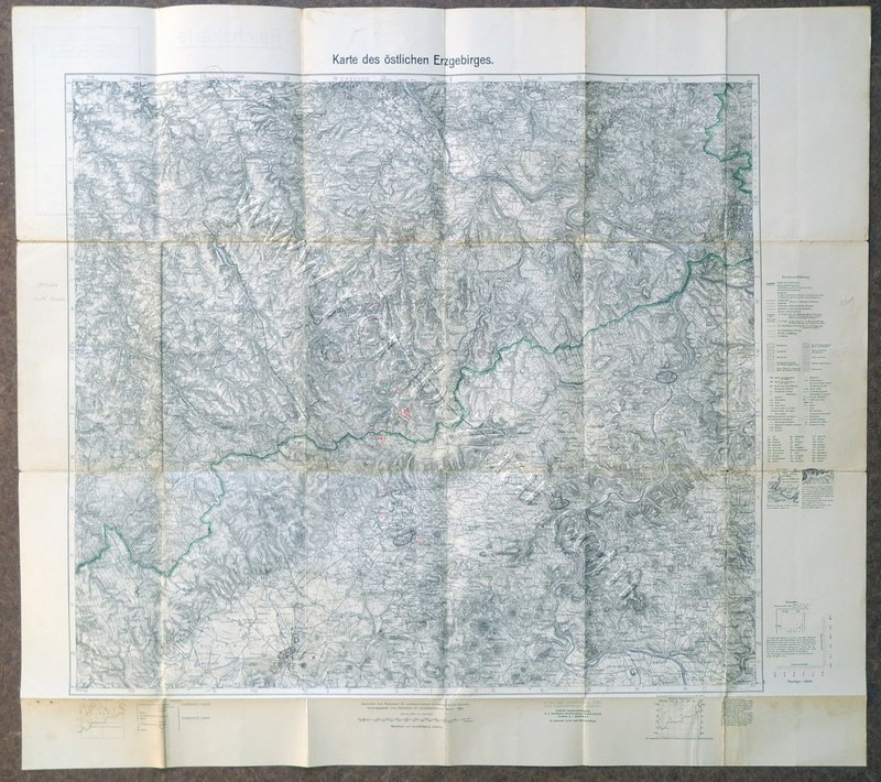 Doğu Ore Dağları'nı gösterir Almanca harita, 1.100.000