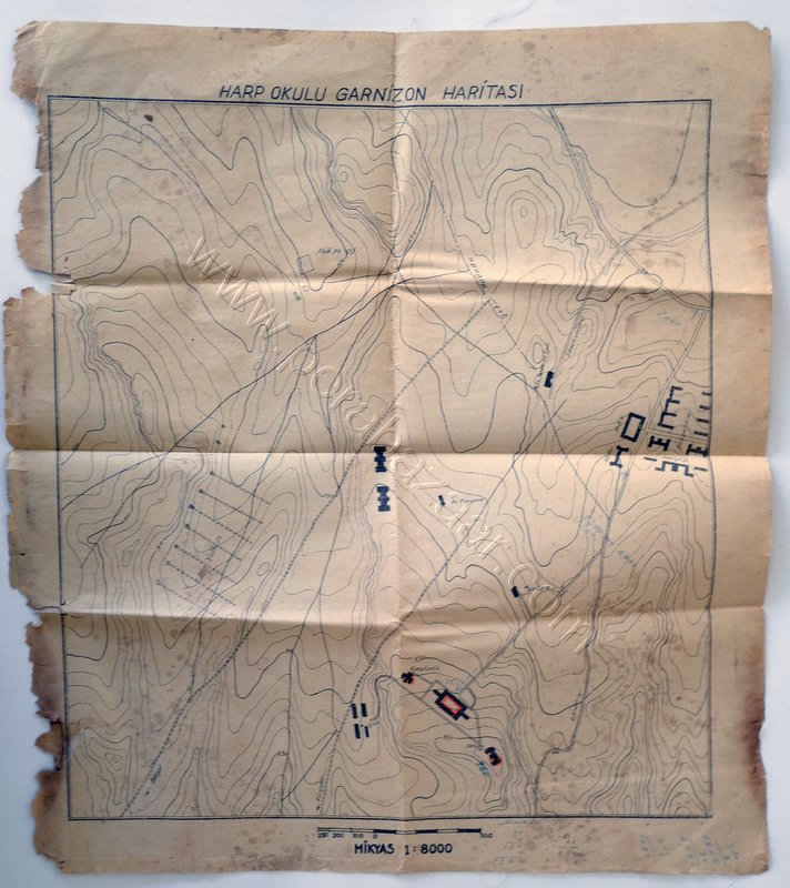 Harp Okulu Garbizon haritası, bez sıvama, 1:8000