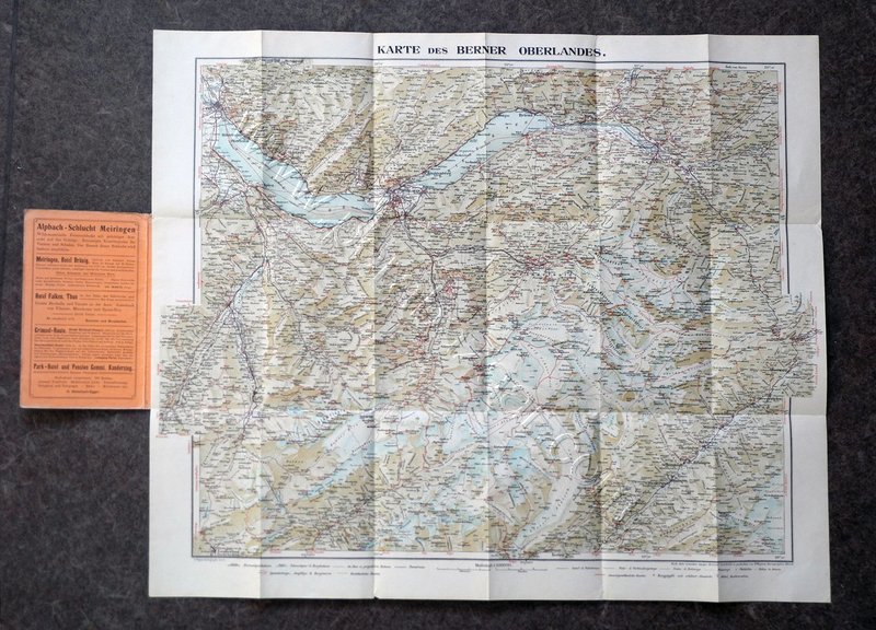 1908 yılı, Almanca Berner Oberlandes, İsviçre bölgesine ait harita, 1.100.000