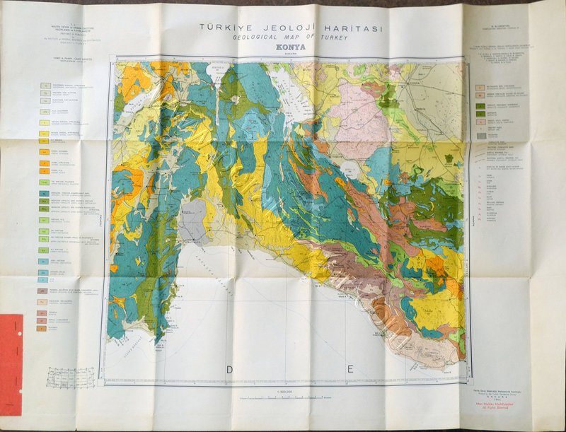 Türkiye Jeoloji Haritası, Konya, 1:500.000, renkli