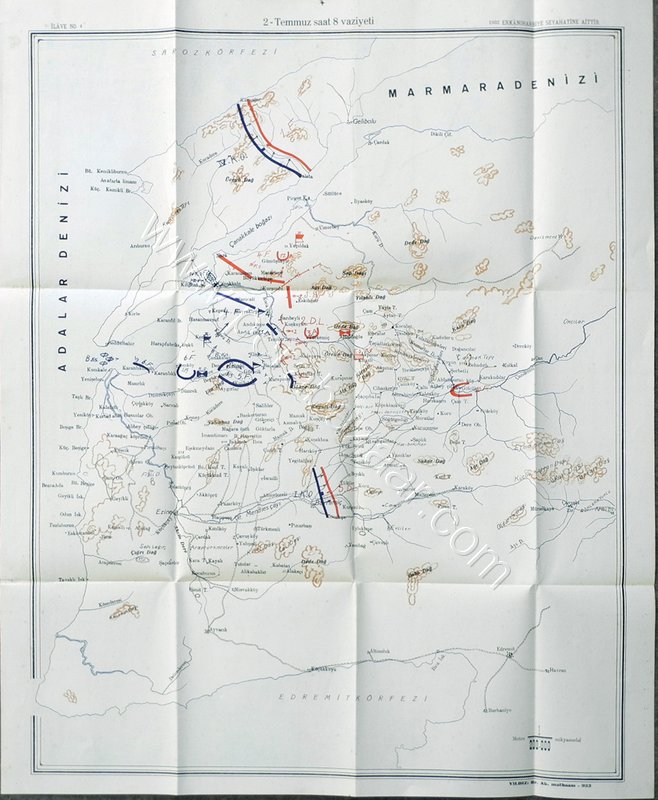 1932 Erkanı Harbiye Seyahatine Ait 2 Temmuz, saat 8 vaziyeti Marmara Haritası, 1.200.000